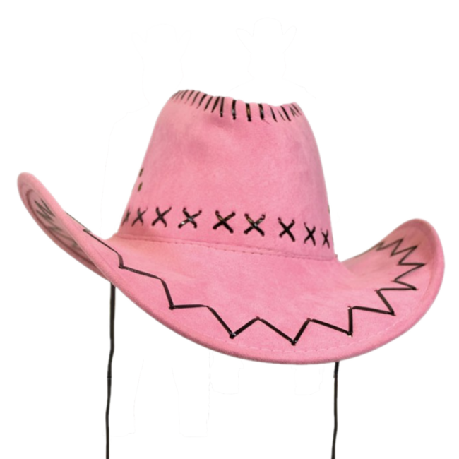 Haza-Witbaard Hoed - Cowboy - Roze - Leatherlook