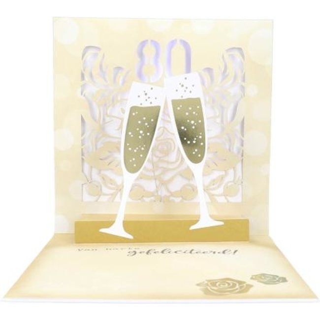 Depesche Kaart - Pop-up, licht & muziek - 80, bijzondere verjaardag - 012A.