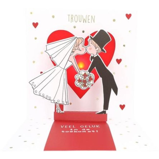 Depesche Kaart - Pop-up, licht & muziek - Getrouwd, heel veel liefs gewenst! - 046A.