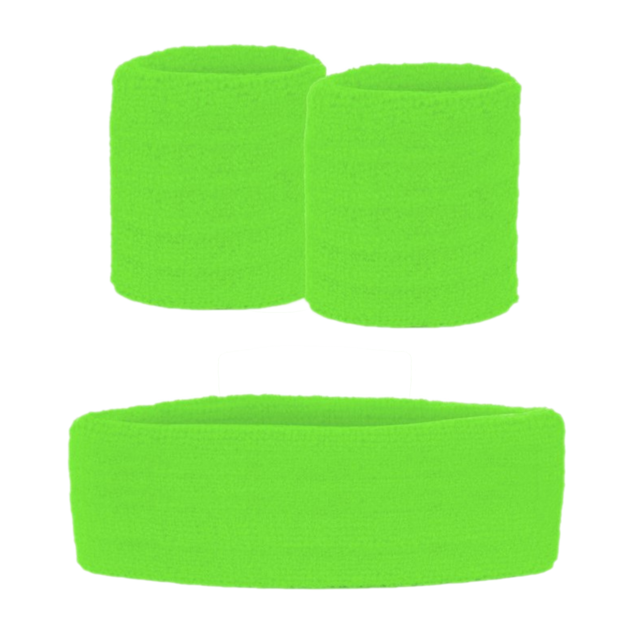 Zweetbandjes - Neon groen - Set - 3dlg.