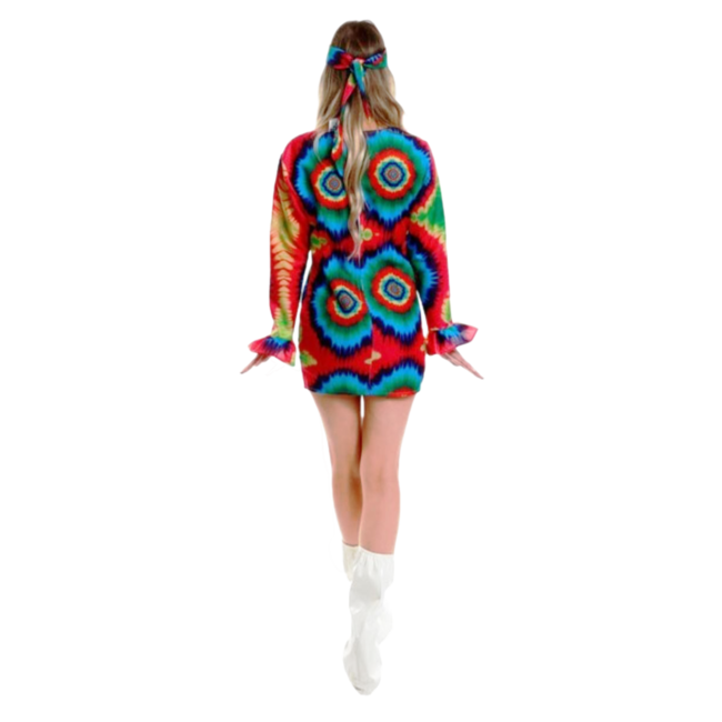 Partychimp Kostuum - Jurk - Hippie - Tye dye - Neon - S
