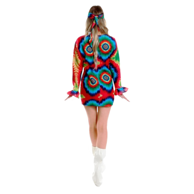 Partychimp Kostuum - Jurk - Hippie - Tye dye - Neon - L
