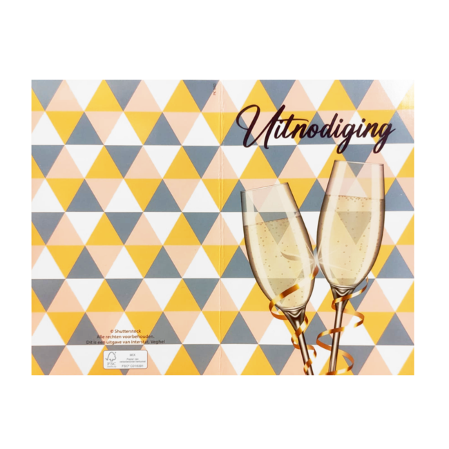 Interstat Uitnodigingskaarten - Champagneglazen - 6st.