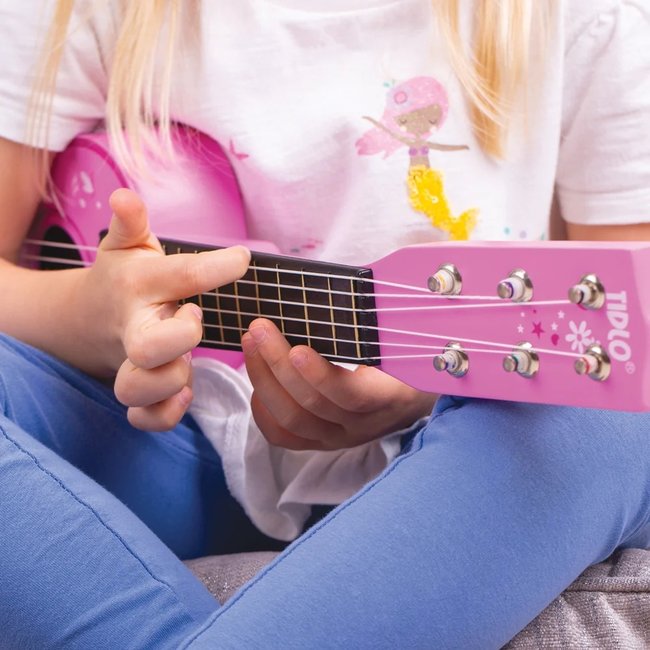 Tidlo Gitaar - Roze - Bloemen - Hout