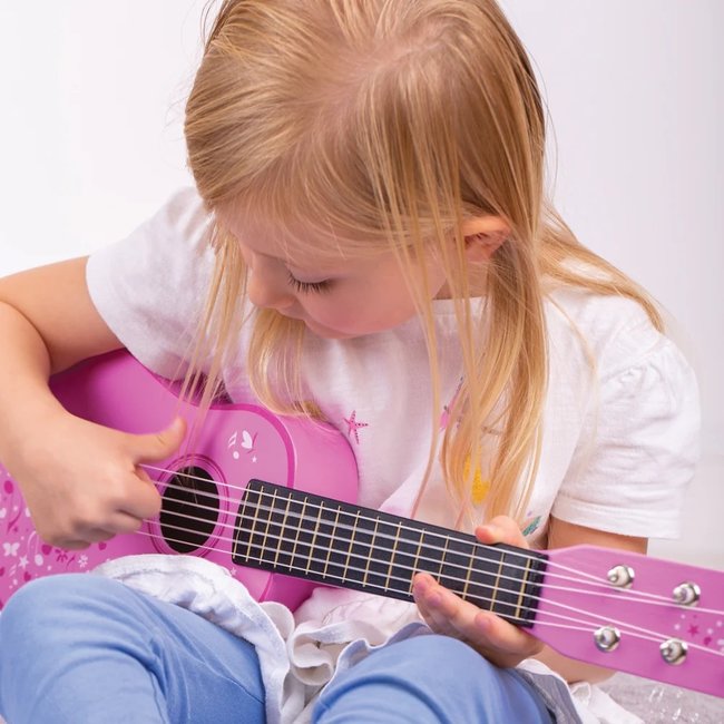 Tidlo Gitaar - Roze - Bloemen - Hout