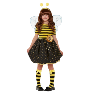 Smiffys Kostuum - Bij - Jurk, diadeem & vleugels - mt.128/140