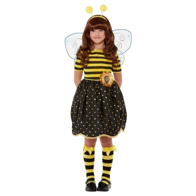 Smiffys Kostuum - Bij - Jurk, diadeem & vleugels - mt.128/140