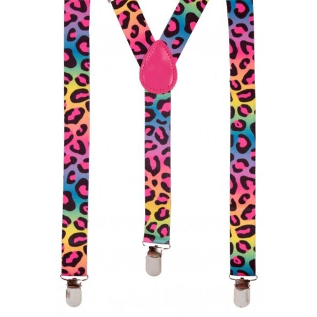 PartyXplosion Bretel - Luipaardprint - Regenboog - 2,5x115cm
