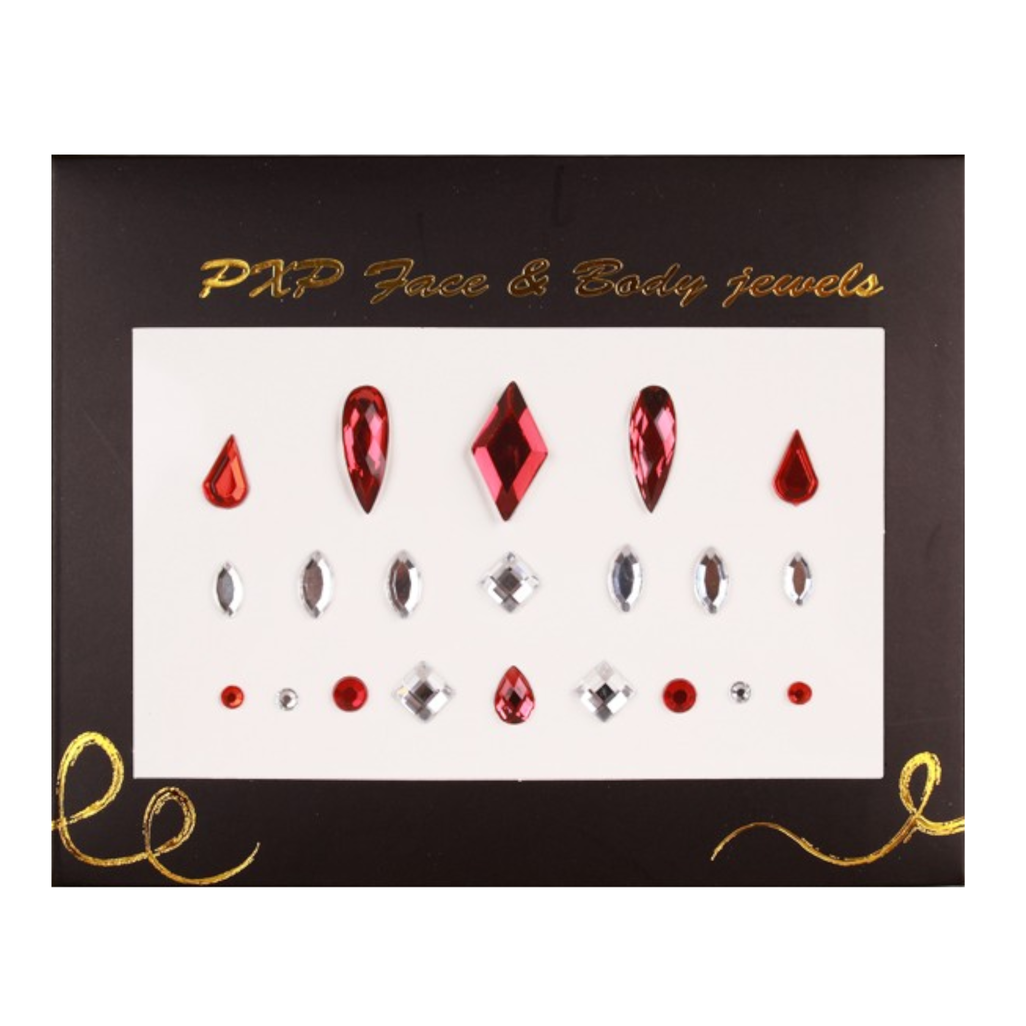 Face & body jewels - Rood, wit - Model B
