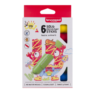 Bruynzeel Verfstiften - Plakkaatverf sticks - Basic - 6dlg.