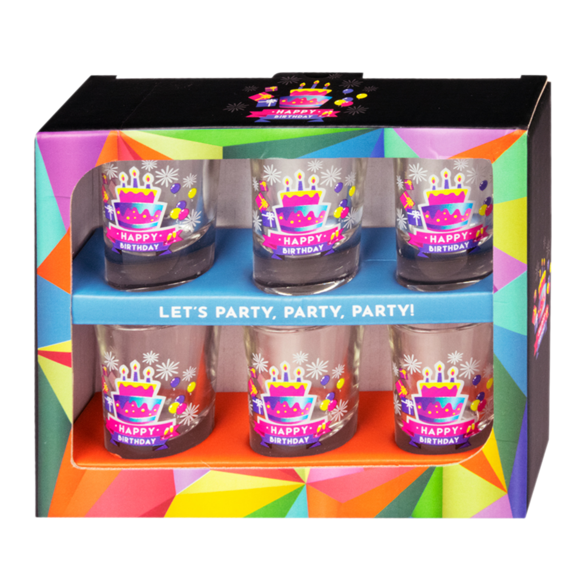 Shotglaasjes - Happy birthday - 6st. - In geschenkverpakking