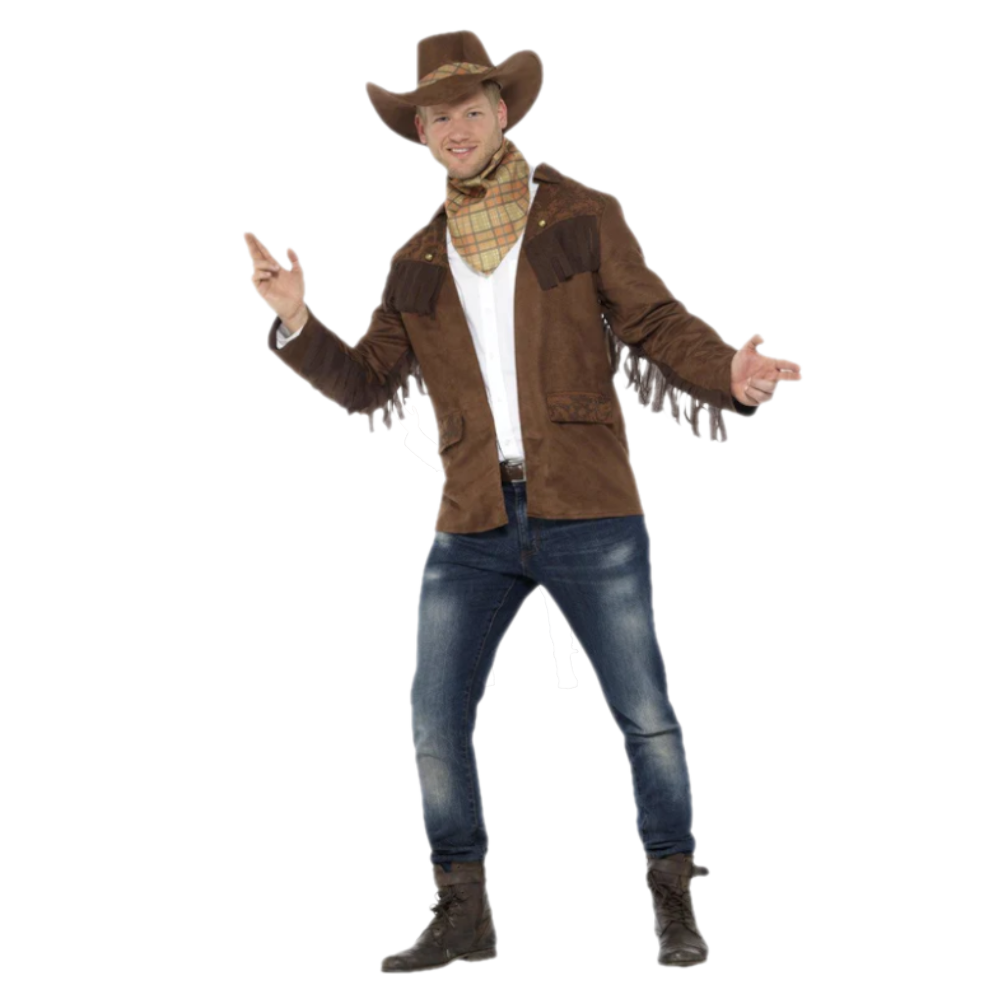 Kostuum - Cowboy - Sheriff - Bruin - Jas, hoed & halsdoek - L