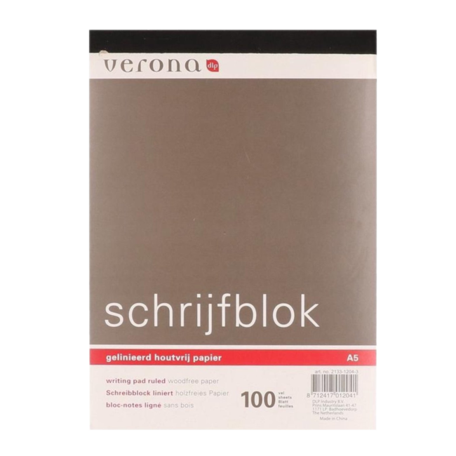 Verona Schrijfblok A4 - Set van 5st. - Gelinieerd