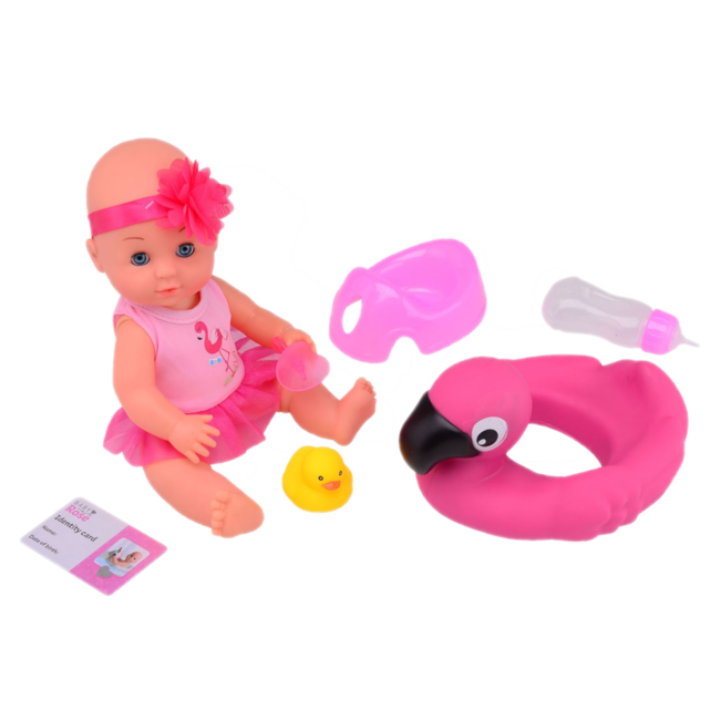 Johntoy Pop - Baby Rose - Drink- en plaspop - 30cm - 1 stuks - Willekeurig geleverd - Incl. accessoires