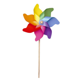 Windmolen - Regenboog - Kunststof - 32x76cm - Met houten stok - 1st.