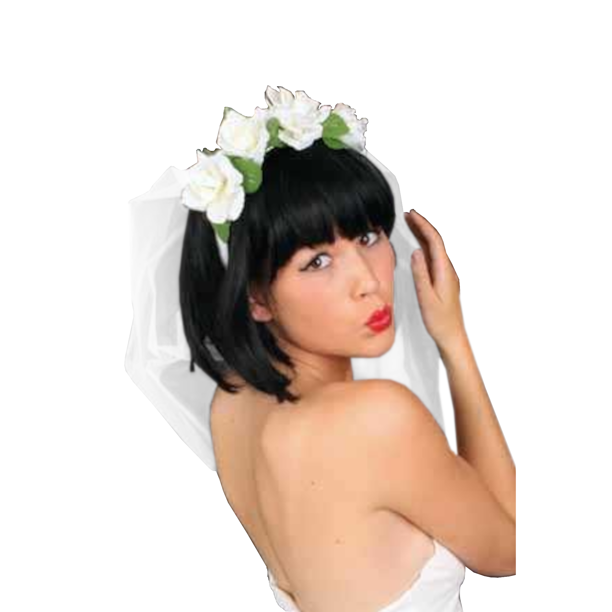 Diadeem - Bloemen - Tule - Bruid - Wit, groen