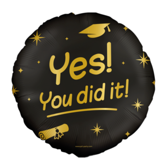 Paper Dreams Folieballon - Geslaagd - Yes! You did it - Zwart, goud - 46cm - Zonder vulling