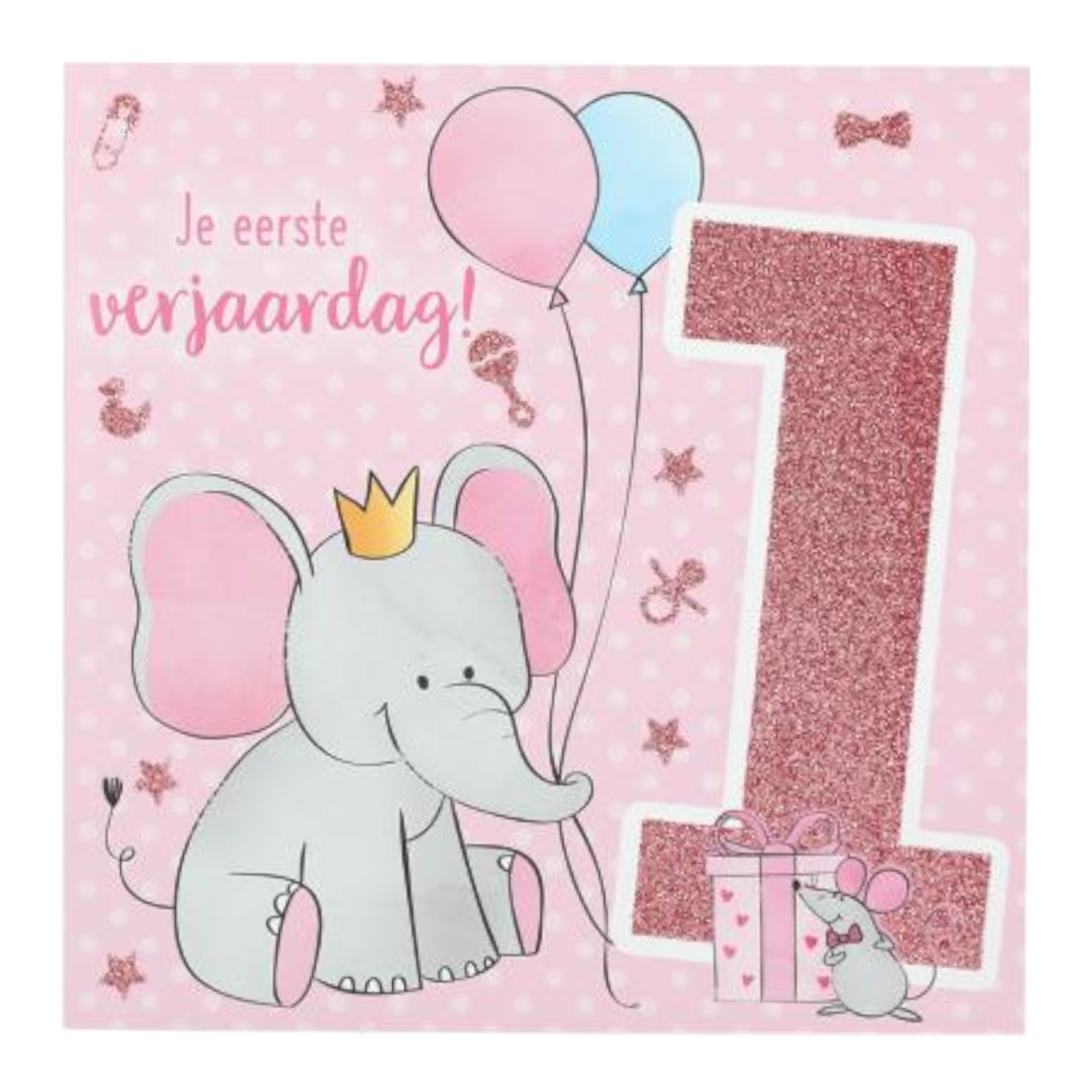 Kaart - Leeftijd & muziek - 1 jaar - Olifant & muis - 001A.