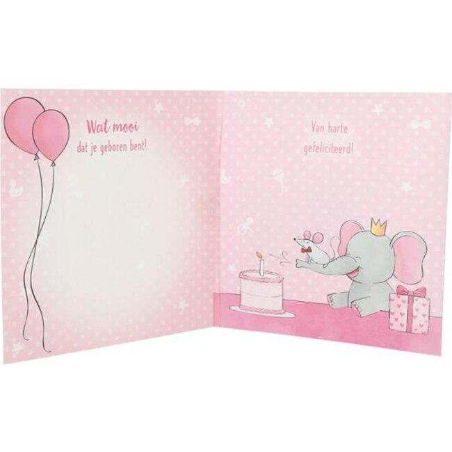 Depesche Kaart - Leeftijd & muziek - 1 jaar - Olifant & muis - 001A.