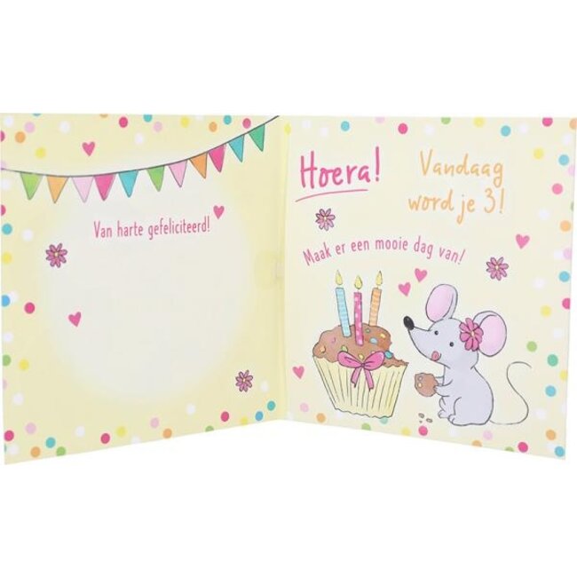 Depesche Kaart - 3 jaar - Muis - Leeftijd & muziek - 005A.