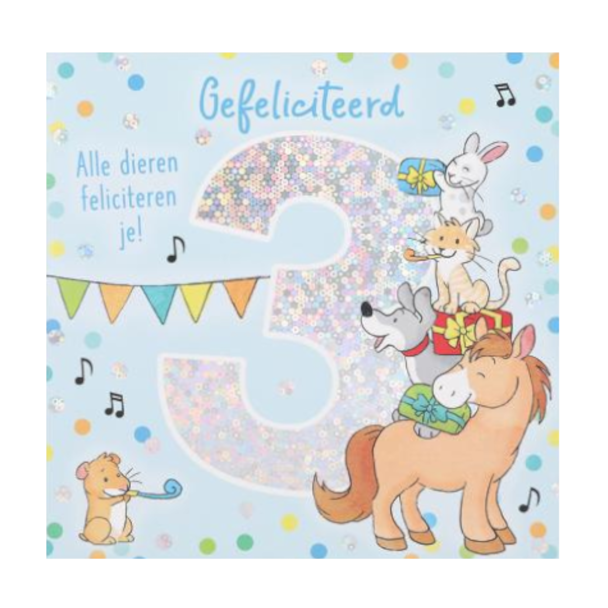 Kaart - Leeftijd & muziek - 3 jaar - Dierenstapel - 006A