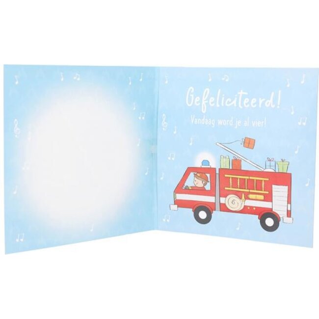 Depesche Kaart - 4 jaar - Brandweer - Leeftijd & muziek - 008A.