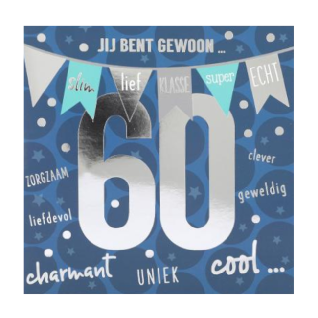 Depesche Kaart - Leeftijd & muziek - 60 jaar - Jij bent gewoon... - Blauw - 047A.