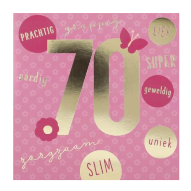 Depesche Kaart - Leeftijd & muziek - 70 jaar - Roze - 050A.