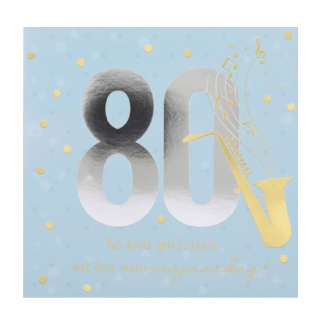 Depesche Kaart - Leeftijd & muziek - 80 jaar - Blauw - 053A.