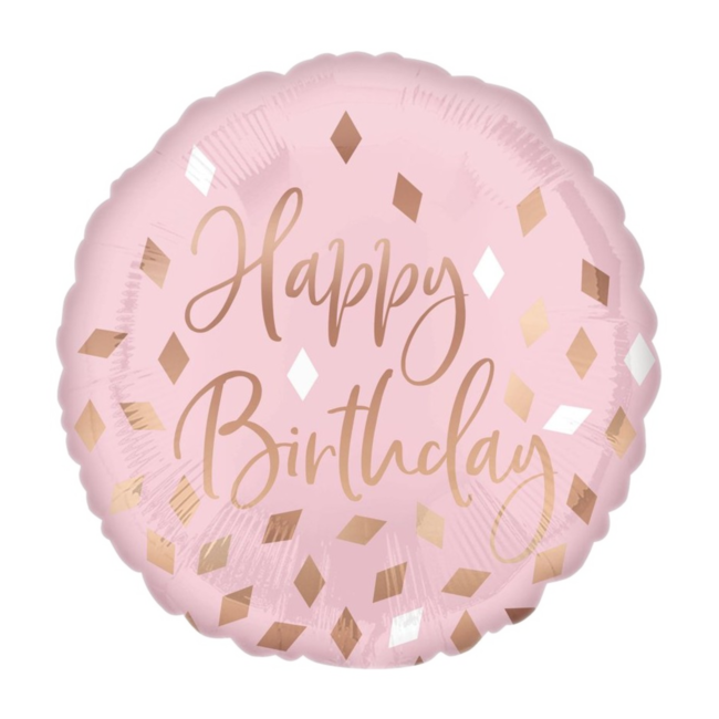 Anagram Folieballon - Happy Birthday - Rosé goud - 43cm - Zonder vulling