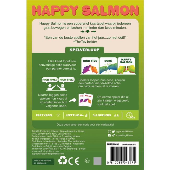 Exploding kittens Spel - Happy salmon - 3 tot 8 spelers - 6+
