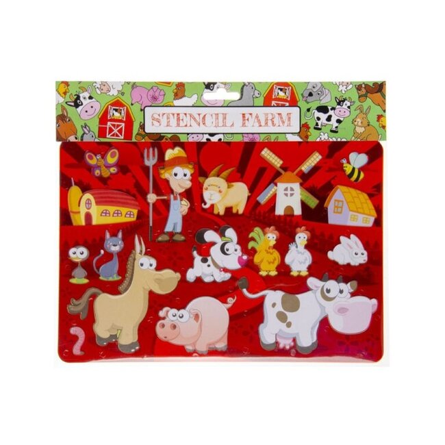 Ebru Tekensjabloon - Boerderij dieren - 18,5x26,7cm