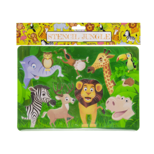 Ebru Tekensjabloon - Jungle dieren - 18,5x26,7cm