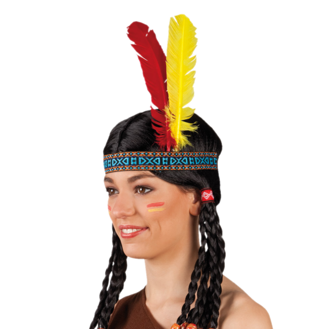Boland Hoofdband - Indianenband - Met twee veren