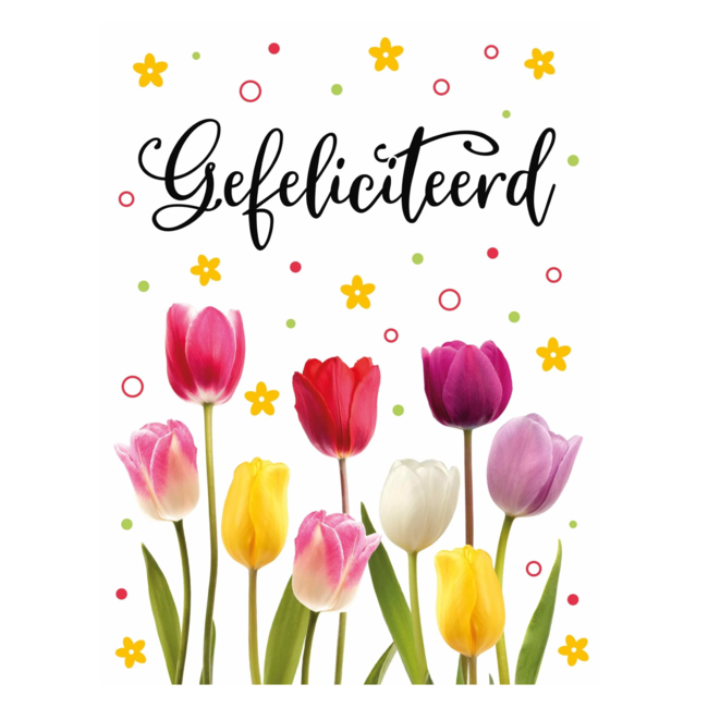 Artige Kaart - A4 formaat - Gefeliciteerd - Tulpen - MAX001