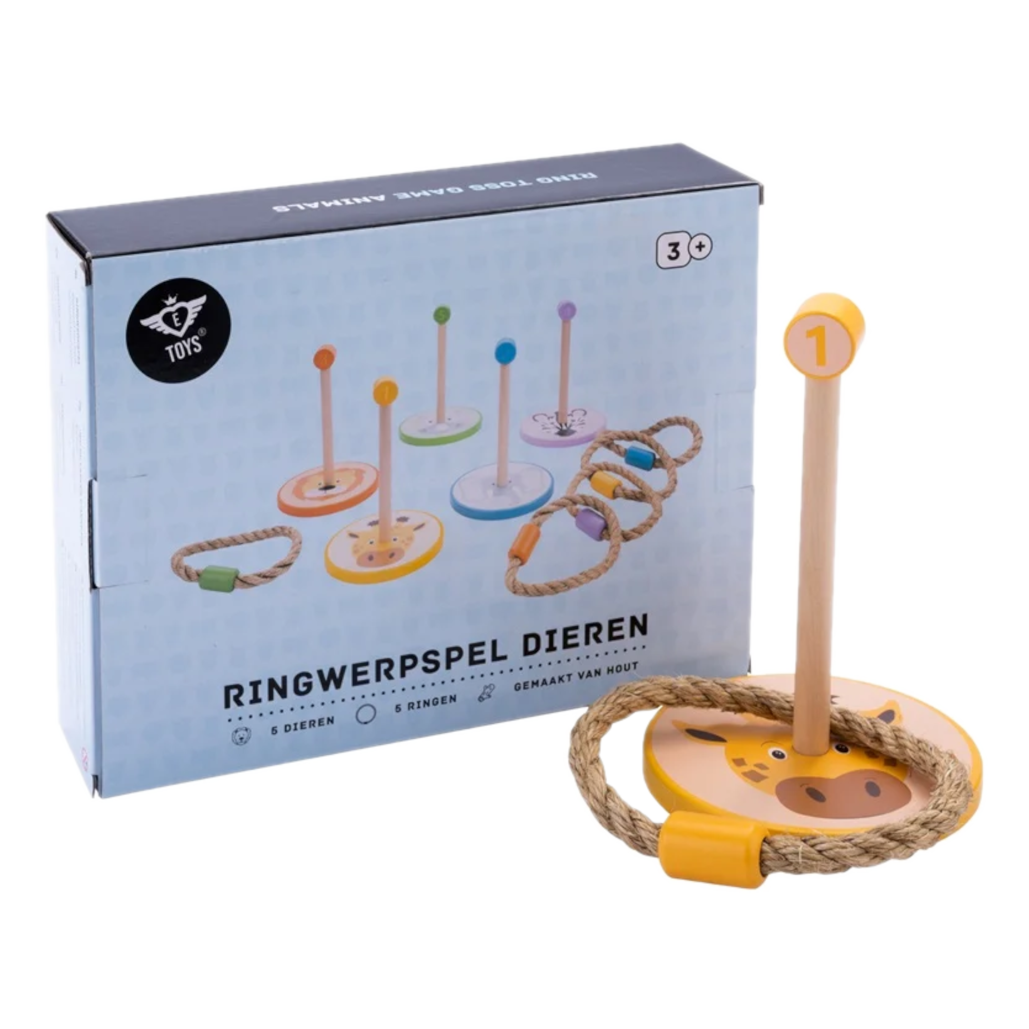 Spel - Ringwerpspel - Dieren - Hout - 10dlg.