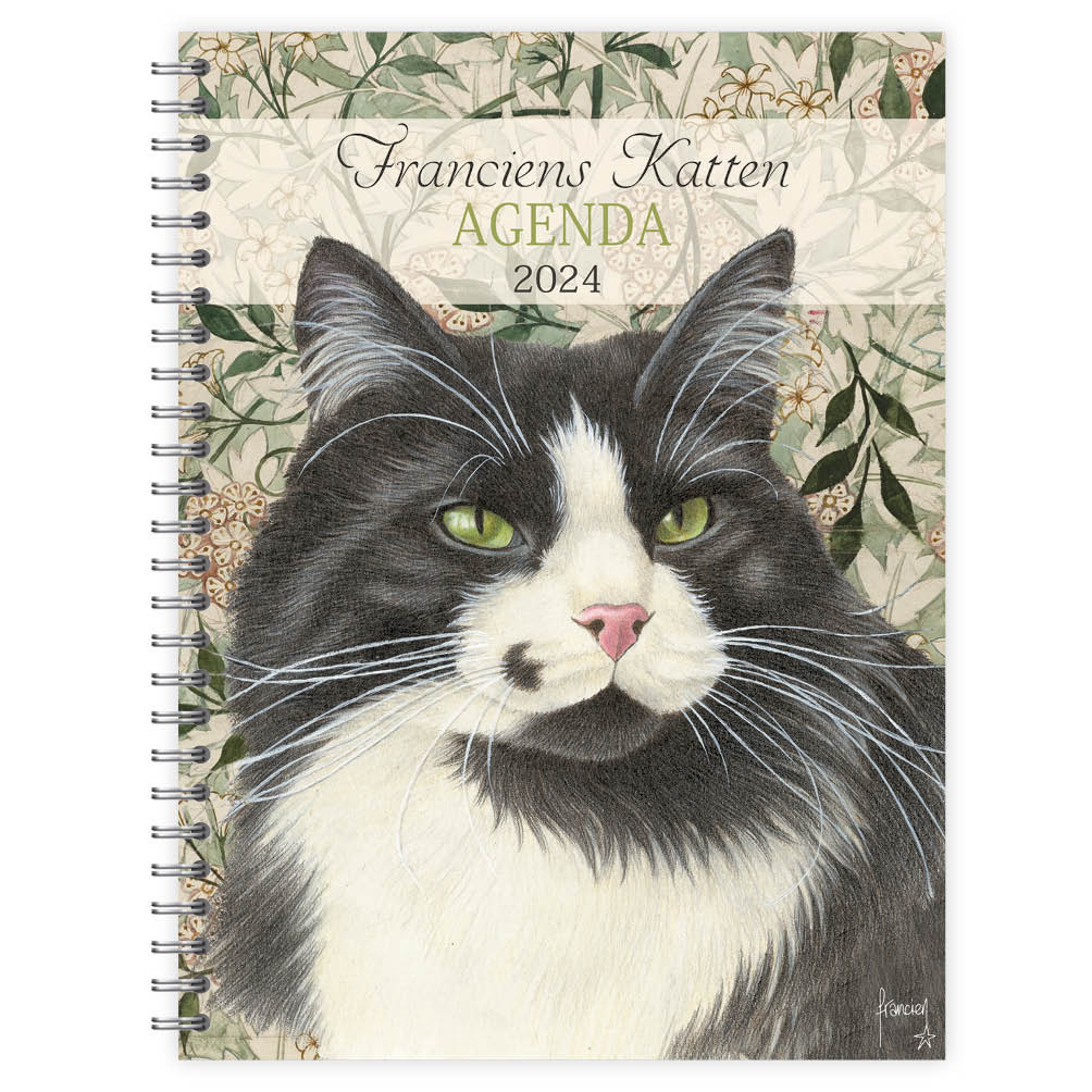 Bureau agenda - 2024 - Harde kaft - Franciens katten - Mozes - 17,6x23,8cm
