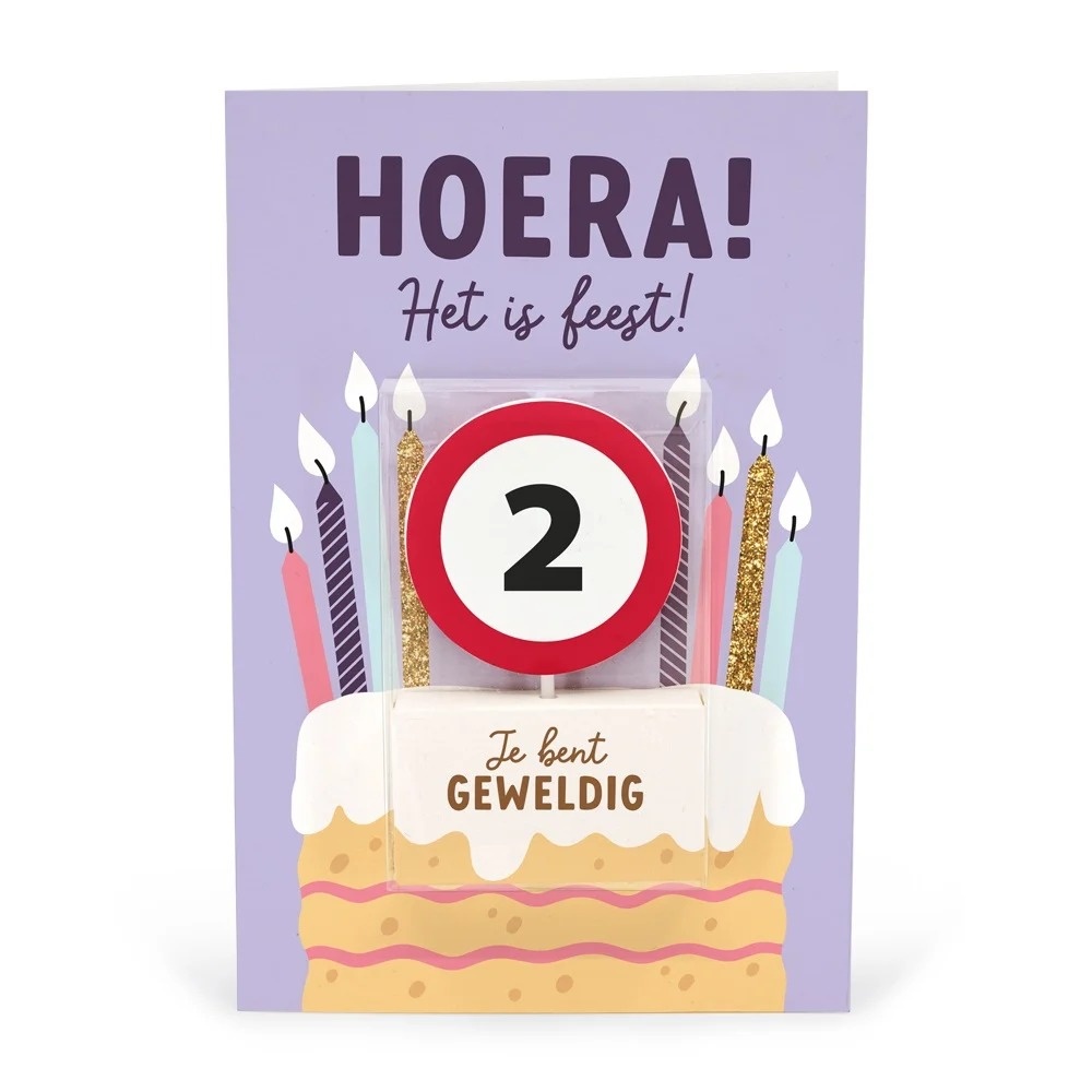 Kaart - Taartkaarsje - 2 jaar