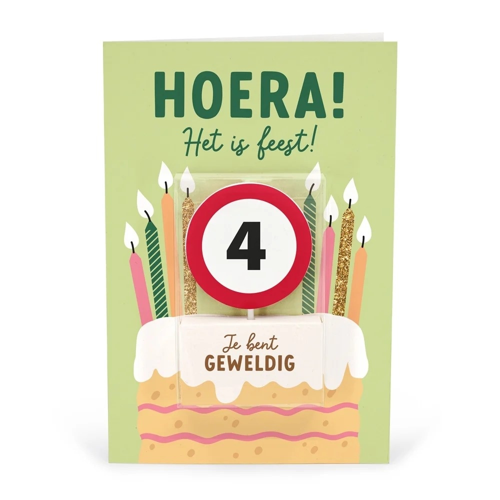 Kaart - Taartkaarsje - 4 jaar