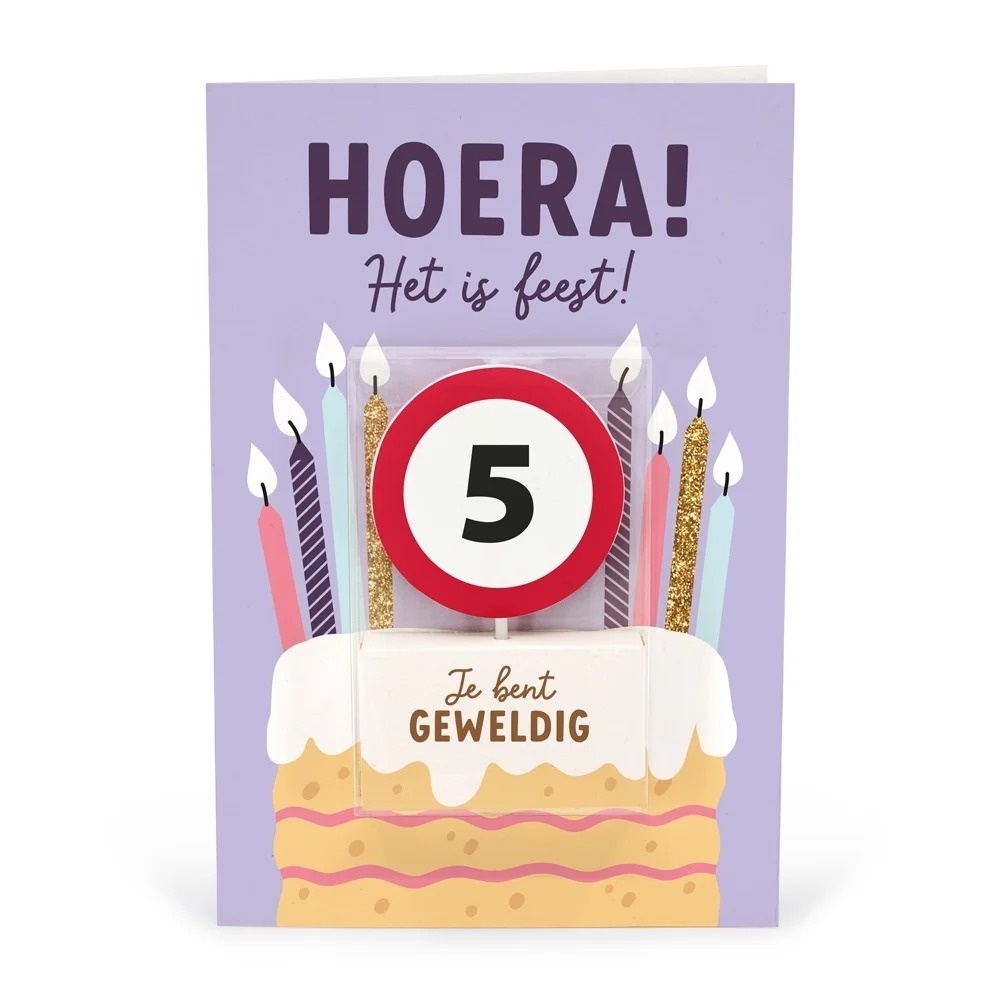 Kaart - Taartkaarsje - 5 jaar