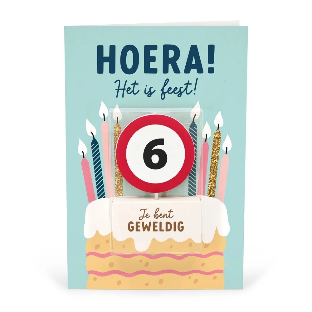 Kaart - Taartkaarsje - 6 jaar