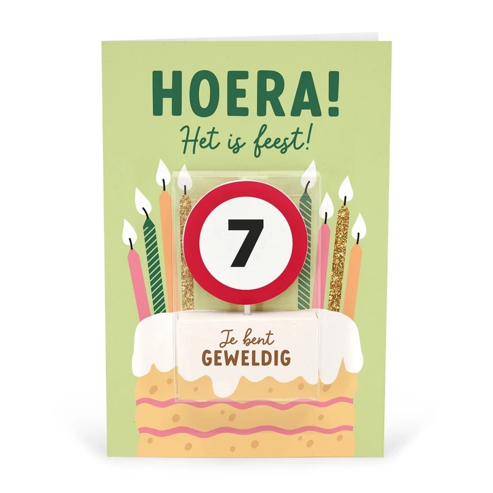 Kaart - Taartkaarsje - 7 jaar