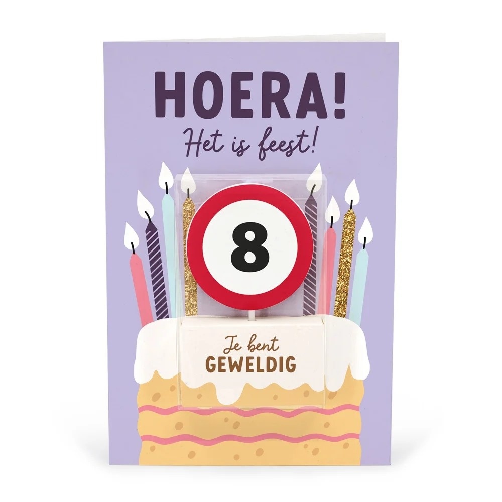 Kaart - Taartkaarsje - 8 jaar