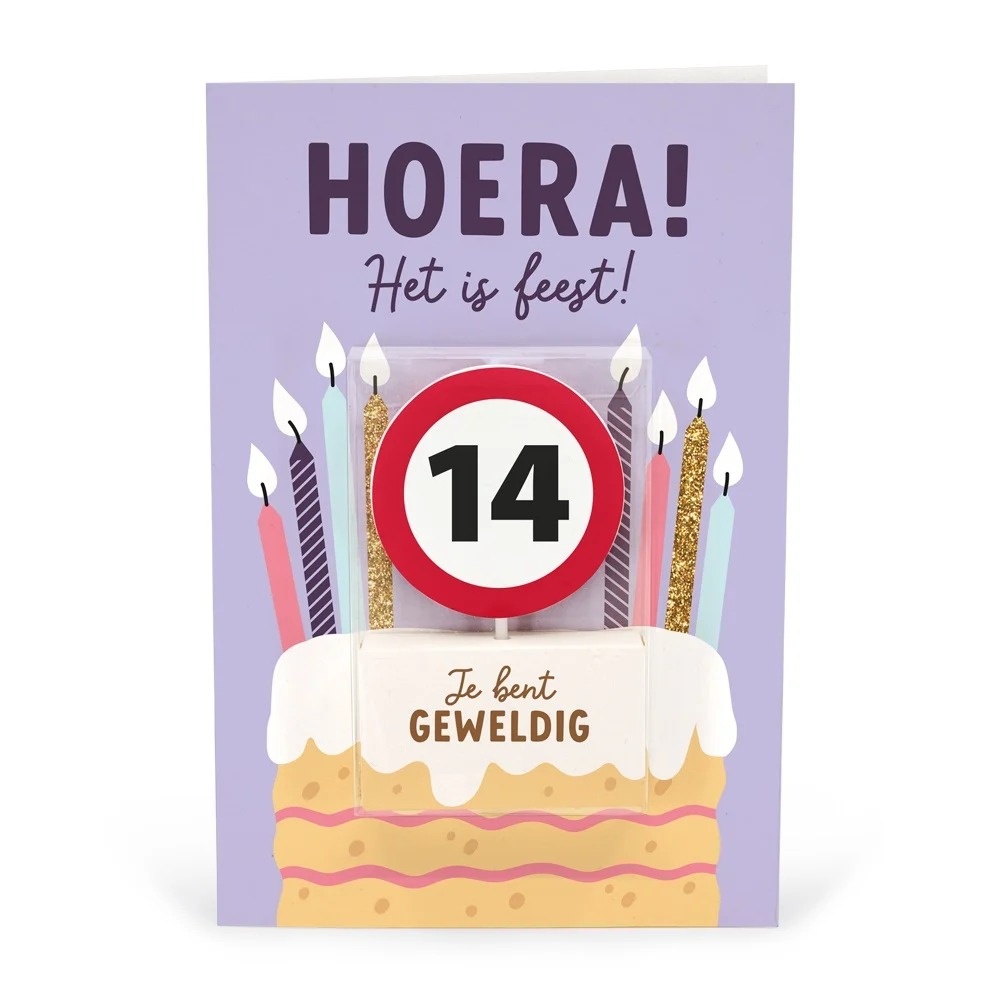 Kaart - Taartkaarsje - 14 jaar