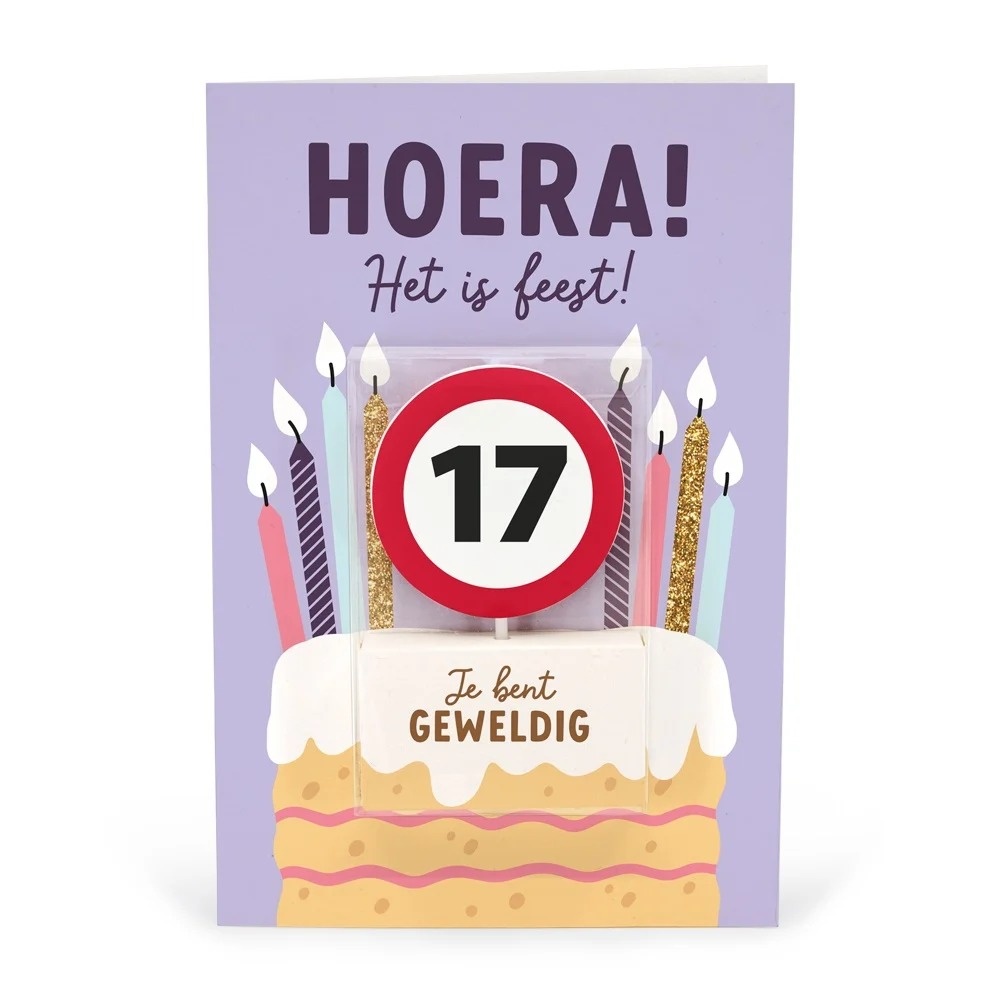 Kaart - Taartkaarsje - 17 jaar