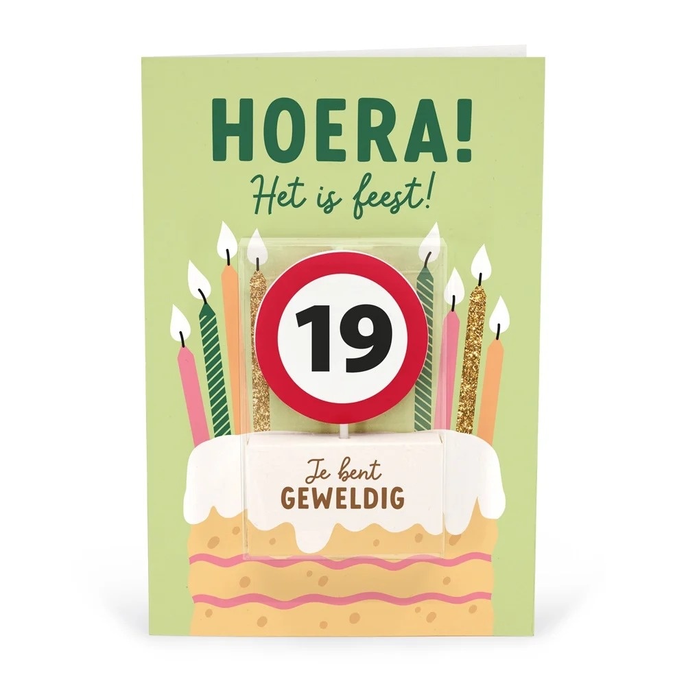 Kaart - Taartkaarsje - 19 jaar