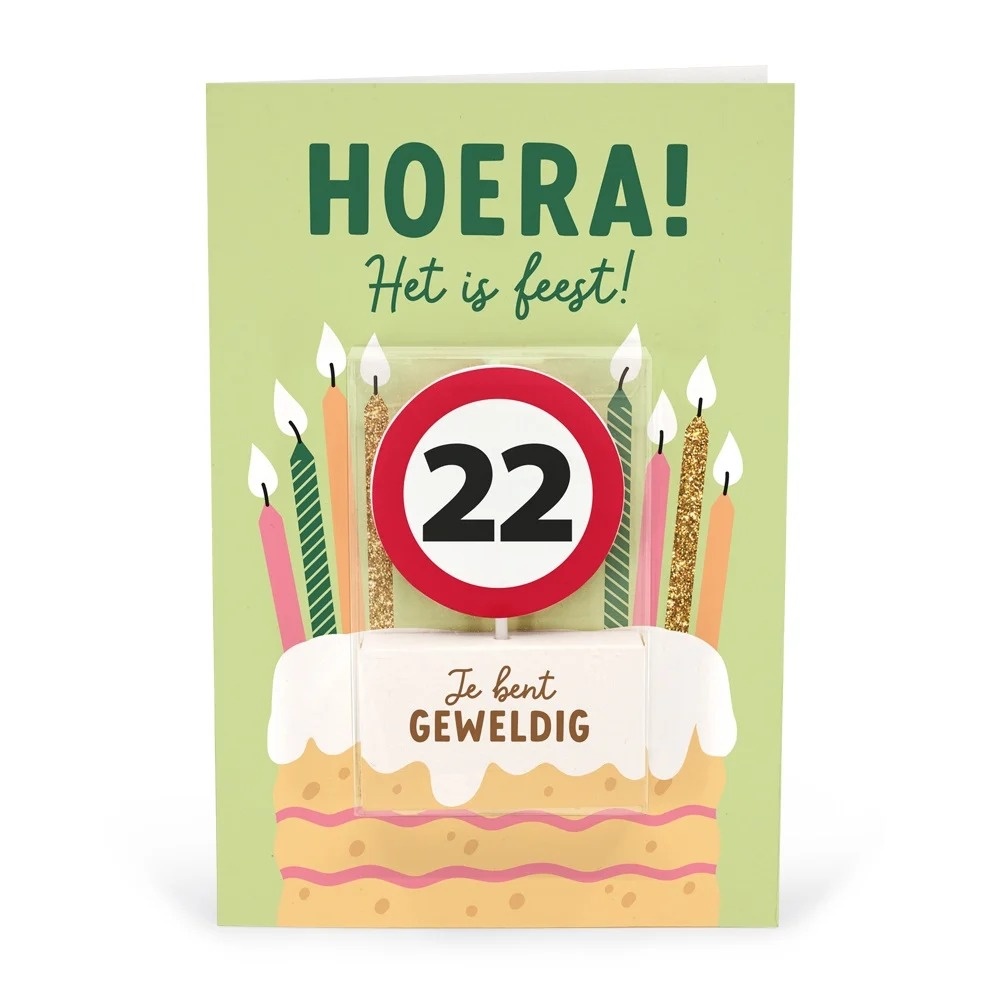 Kaart - Taartkaarsje - 22 jaar