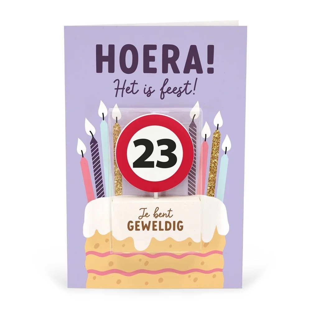 Kaart - Taartkaarsje - 23 jaar
