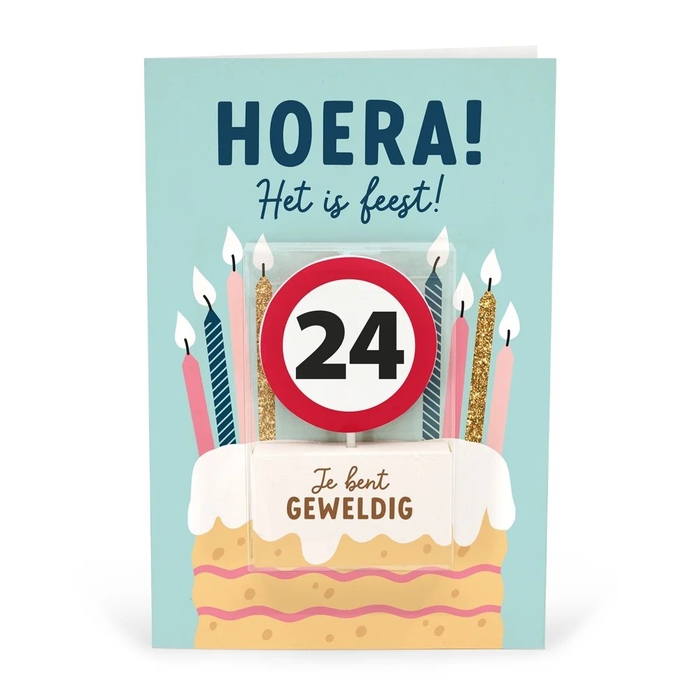 Kaart - Taartkaarsje - 24 jaar
