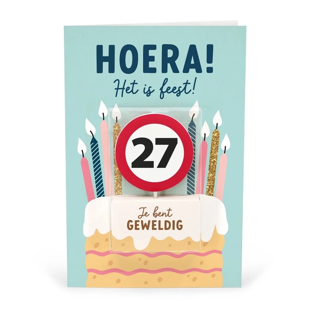 Kaart - Taartkaarsje - 27 jaar